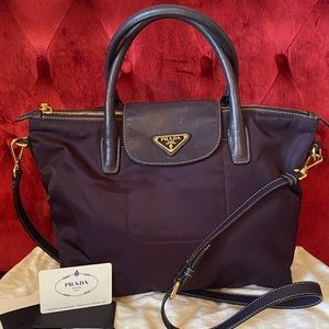 Prada Tessuto Nylon And Saffiano Leather Tote Bag